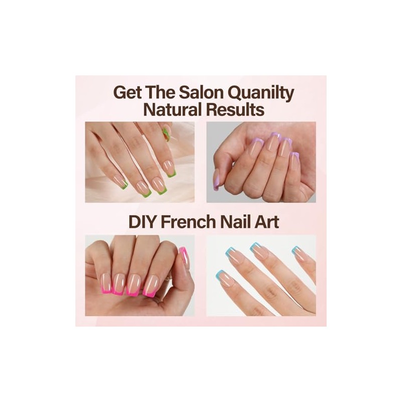 Misssix Uñas Postizas Francesas Xbasictips, 150 Unidades, Uñas Cortas Cuadradas