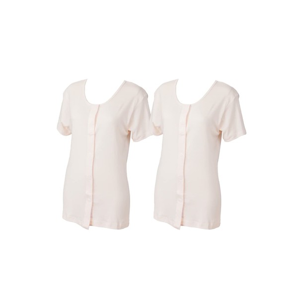 Wyse Factory Women's Nursing Underwear, One-Touch Underwear, Set of 2, Open Front, 3/4 Sleeves, 3/4 Sleeves, M, L, LL, Cream/3/4 Sleeve, L