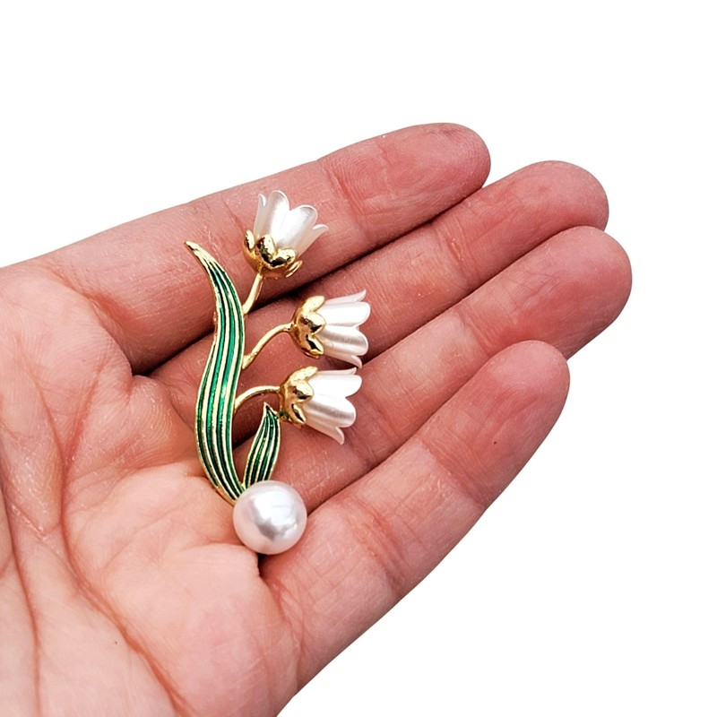 GFM® Lily Of The Valley Faux Pearls Brooch (BRCH-LOTV-2252)
