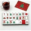 Handheld Christmas Mahjong Tiles 30x23x13mm Acrylic 160 Tiles Blue Floral
