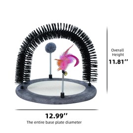 SMOUATOU Interactive Toy with Scratching Pads for Indoor Cats,Interactive Cat Toy with Feather Toys and Self-Grooming Brush,Interactive Cat Toy for Indoor Cats,Grey (Round)