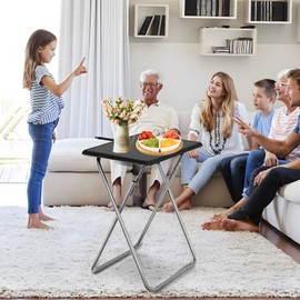 Garden 4 you Folding TV Tray Table,TV Dinner Table with Sturdy MDF Top,Eating Trays for Living Room with No Assembly Required, 15 x 18.9 x 26 in(Black,1PC)