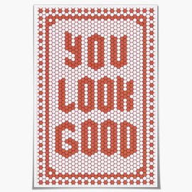 WLZWD Preppy You Look So Good - lona decorativo para pared, diseño de verano, estético femenino, estimulante, diario, positivo, decoración de pared, color naranja maximalista, para apartamentos de