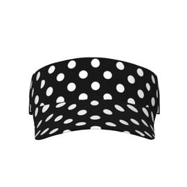Polka Dot Visor Cap with Bow, Black and White, Adjustable Sun Hat for Men Women, Golf Tennis Beach Running