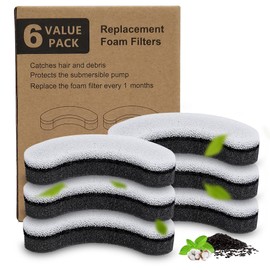 Cat Water Fountain Filter,Arc-Shaped Sponge Activated Carbon Cat Fountain Filter Replacement Filter Compatible WF050 & WF100 Automatic Pet Water Fountain(6 Pack)