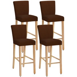 SHILV. HOME Stretch Removable Washable Dining Room Chair Covers, Bar Stool Covers, Bar Stool Chair Covers, Pub Counter Seat Cover (Coffee, Set of 4)
