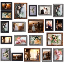 Namalu 20 Pcs Gallery Wall Frames Set Rustic Picture Frames Collage Assorted Photo Wall Decor Pack for Hanging or Tabletop Display Multi Sizes with 8 x 10, 5 x 7, 4 x 6 (Classic Color)