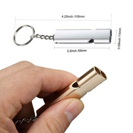 oujilet Emergency Survival Whistle 2 Pack Metal Double Tubes Safety Whistles with Lanyard and Keychain for Hiking Hunting Boating Outdoor Camping Sports Dog Training