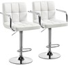 Yaheetech Bar Stools Set of 2, PU Leather Adjustable Swivel Barstools, Hydraulic Kitchen Counter Height Bar Chairs with Armrest and Back for Bar, Kitchen, Dining Room, White