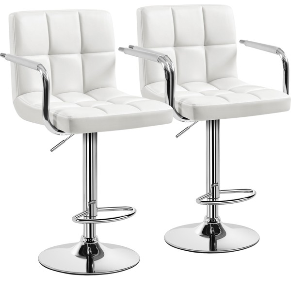 Yaheetech Bar Stools Set of 2, PU Leather Adjustable Swivel