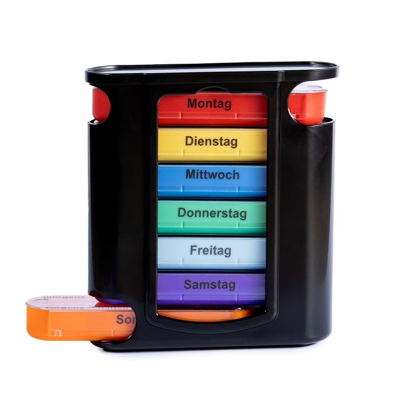 Laro Pill Box Black 7 Days 4 Compartments per Day