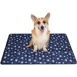 Dog Mat, Soft Bed Mat with Cute Prints, Anti-Slip Bottom Dog Mat for Medium Large Dogs (22" X 35"). Machine Washable Pet Mattress for Dog Sleeping Navy Blue 56 x 89 cm