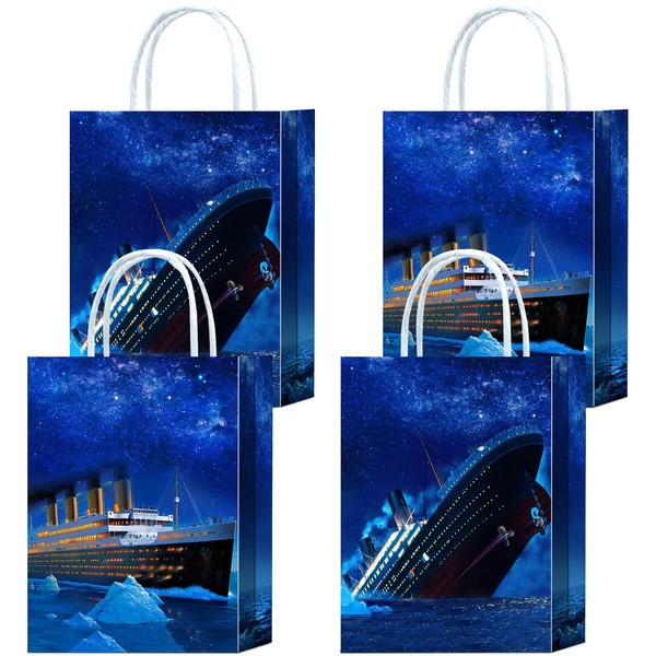 16 Pieces TTitanic Goodie Bags for TTitanic Birthday Party Supplies,TTitanic Gift Snacks Treat Party Favors Bags with Handles for Kids Adults Nautical Theme Party Decorations