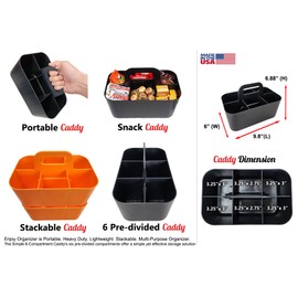 Enjoy Organizer - Small Stackable and Portable Simple 6-Compartment Caddy - Made In USA (Orange)