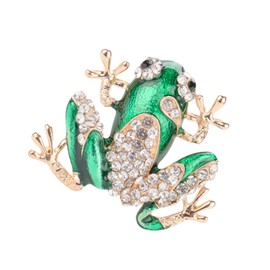 Cute animal frog brooch rhinestone fashion fun vintage enamel lapel pinWomen Girls Accessories