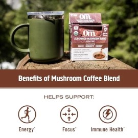 OM MUSHROOM SUPERFOOD Organic Coffee Mushroom Blend 10 Pack Instant Drink for Energy Focus Immunity