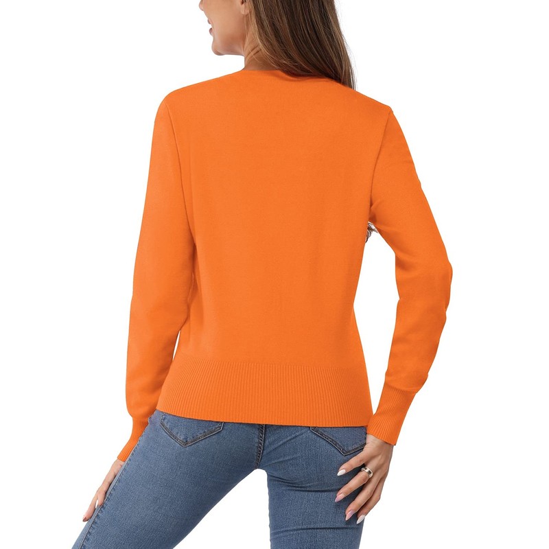 VOTEPRETTY Lightweight Cardigan, Women's Cardigan, Long-Sleeve Summer/Autumn Solid Top, orange