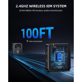 LEKATO Wireless in-Ear Monitor MS-20, 2.4G IEM System Low Latency, with Beltpack Transmitter Auto-Pairing Receiver, OTG Support, One to More, in-Ear Monitoring for Live Performance, Stage Singer Band