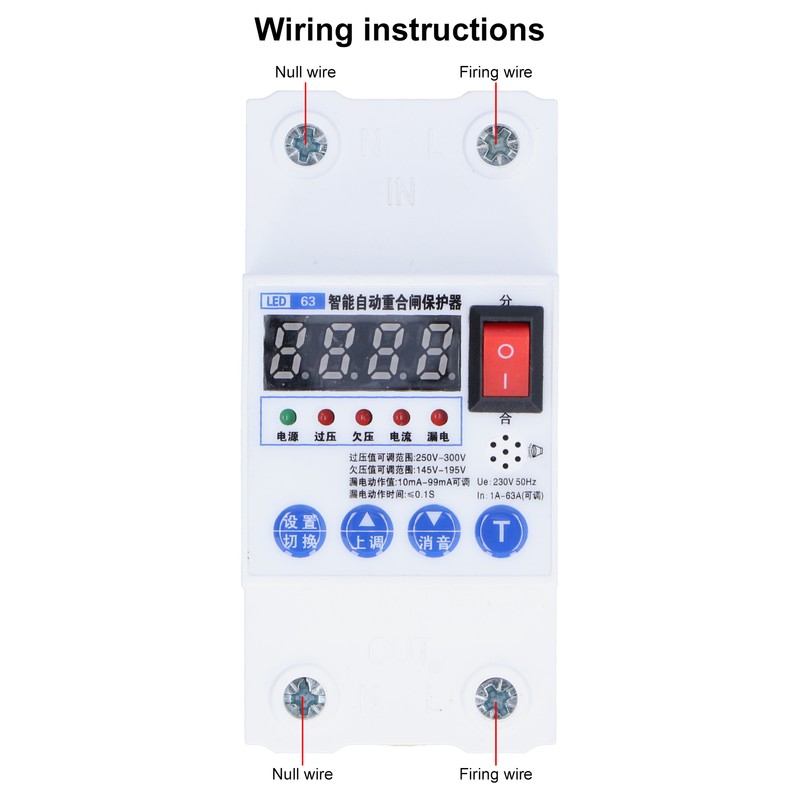 Leakage Circuit Breaker Intelligent Automatic Reclosing Protector Switch 45mm Width