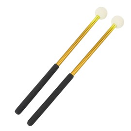 2 Pcs Timpani Mallet Soft Wool Felt Head Anti Slip Rubber Handle Alloy Percussion Stick Gold