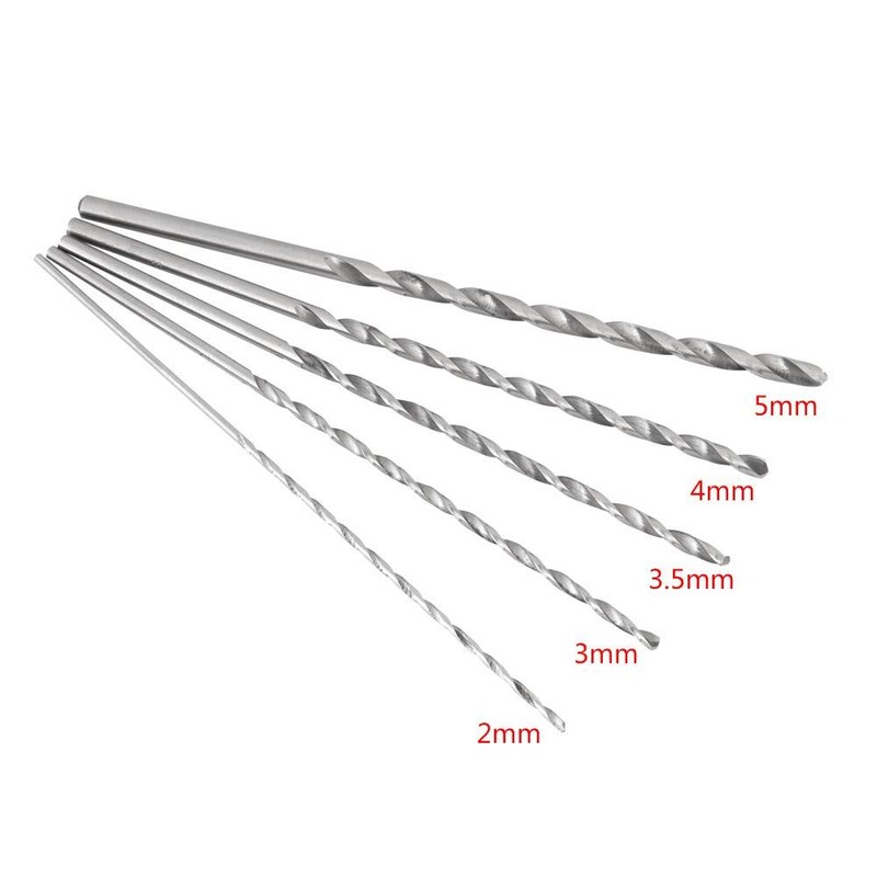 5 Piece Twist Drill Bit Set, Extra Long HSS Straight