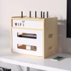 Haiansan Wooden Router Shelf, Desktop WiFi Router Storage Box Modem