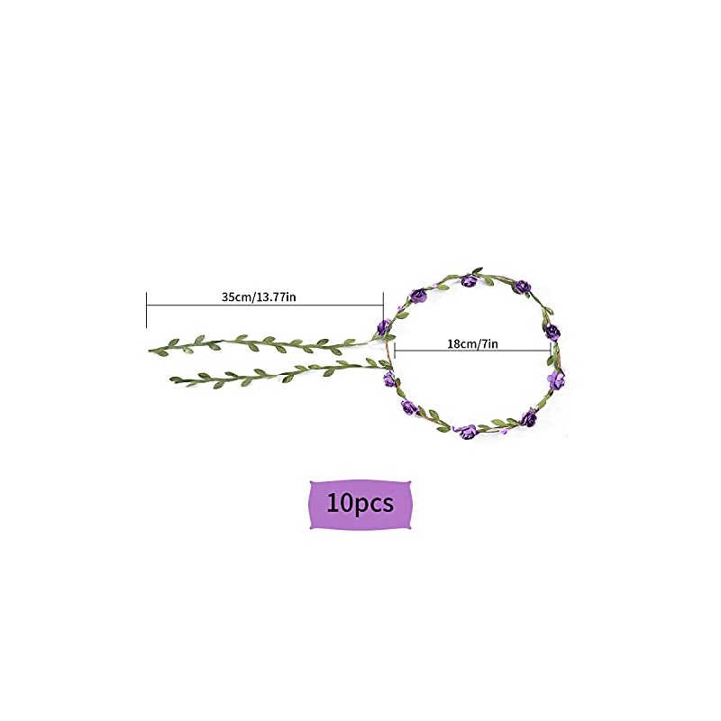 10 Pcs Flower Crown Headbands, Multicolor Boho, for Wedding