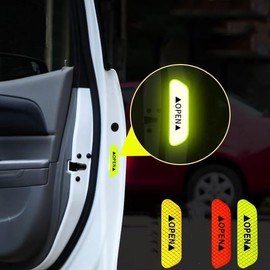 12PCS Reflective Open Prompt Stickers for Car Door, 3.6 Inch Auto Safety Warning Decals, Night Visibility Anti-Collision Protective Strip, Car Decoration Accessories for Truck, SUV, Van