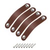 sourcing map 4 Packs Leather Drawer Pulls, Double Hole Leather