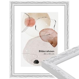 WANDStyle H530 White Wooden Picture Frame DIN A5 15 x 21 cm Baroque Style with Stand and Hanger Photo Frame Made in Germany