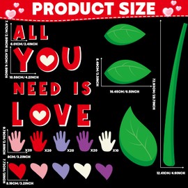 gisgfim 115PCS Valentine's Day Classroom Bulletin Board Set Pink Red Handprint Classroom Decorations Valentine's Day Handprint Bulletin Board Colorful Hand Cutouts for School Home Wall Door Decor