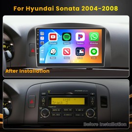 [2+64G] Hikity Android Car Stereo for Hyundai Sonata 2004 2005 2006 2007 2008 with Wireless Carplay Android Auto, 9" Touch Screen Radio with Mirror Link GPS WiFi Bluetooth SWC Backup Camera FM