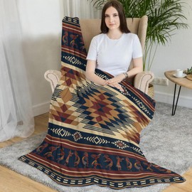 Wegklazax Aztec Throw Blanket, Tribal Soft Cozy and Warm Couch Blankets Gift for Aztec Lover, Decorative Blankets for Sofa Couch Bed, Brown Khaki 50×60 inches