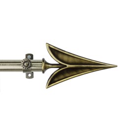 Rod Desyne Arrow Adjustable Window Curtain Rod Set, 120 to 170-Inch, Antique Brass