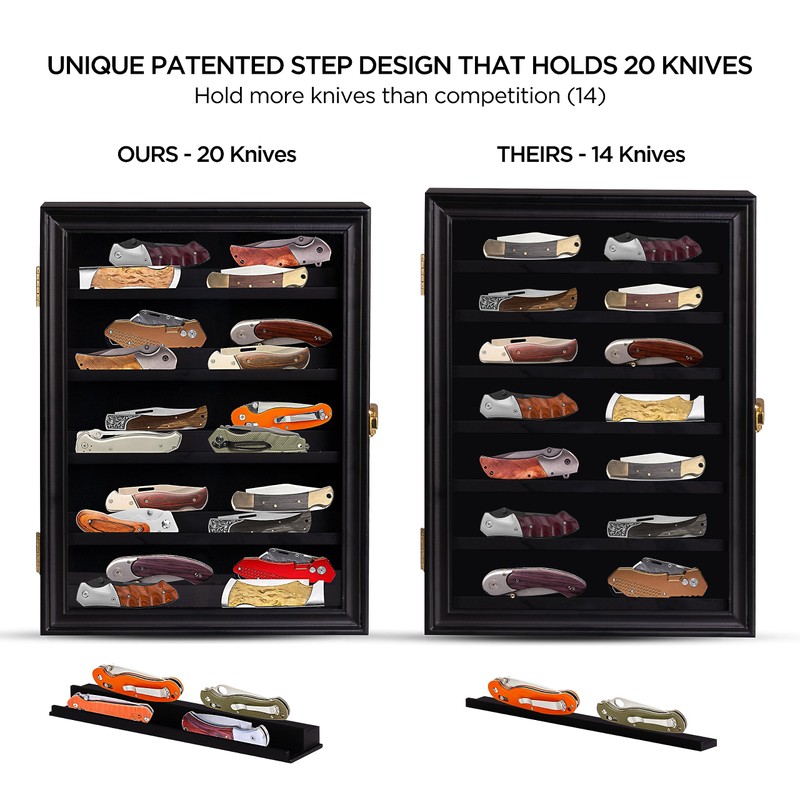 boldworks Pocket Kinfe Display Case for Wall Knife Display Box