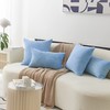 Home Brilliant Blue Cushion Cover Solid Striped Velvet Cushion Covers