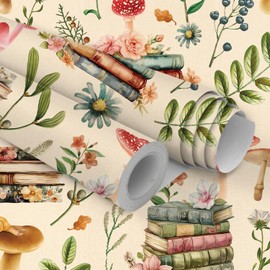 Adhesive Shelf Liner,Boho Floral Shelf Contact Paper for Cabinets,Vinyl Film Decorative Drawer Liners for Dresser Sticker (White Boho Floral, 17.3 inch x 118 inch)