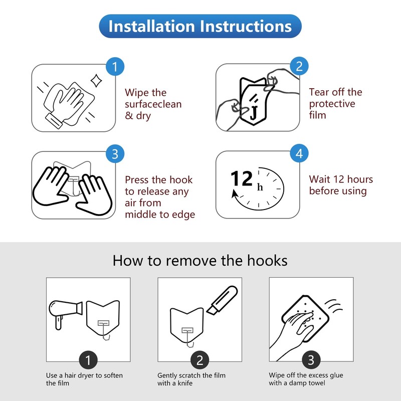 nabreeli Adhesive Hooks for Hanging 24 Pack, 33 lbs Heavy
