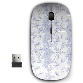 2.4G Ergonomic Portable USB Wireless Mouse for PC, Laptop, Computer, Notebook with Nano Receiver ( Chinoiserie Style Peonies )