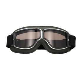 TIOOKA Motorcycle Goggles Motorcycle Goggles Vintage Motorcycle Goggles Retro Outdoor Lightweight Sports Shockproof PC Lens Windproof Dustproof Foldable Flexible Unisex (Dark Green Frame + Brown Lens)