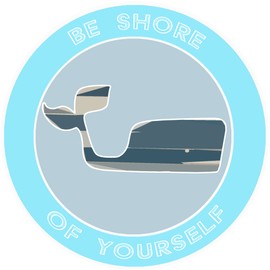 Athena Brands Blue Whale Be Shore of Yourself  - Car Truck Window Bumper Graphic Sticker Decal - Wakeboard Blue