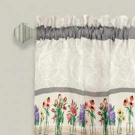 ACHIM Garden Blooms Printed Tier & Valance Set - 58x36 Inch Multi