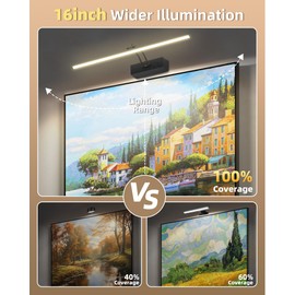 4 Pack Rechargeable Picture Light, 5200mAh Black Battery Operated Picture Lights for Wall with Remote Control, 300LM 3000K Warm White Light 16" Metal Dimmable Picture Light for Painting & Artwork