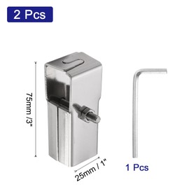 uxcell 2Pcs Square Structural Pipe Connectors 2 Way End Rails Clamp with Wrench Stainless Steel Corner Pipe Fittings for DIY Shelf Garden Support 1" Fit Pipe Dia, Silvery