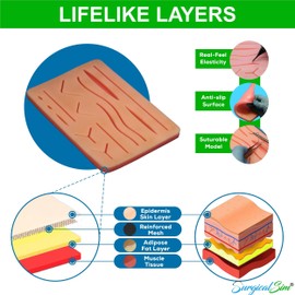SurgicalSim Suture Practice Kit for Students with Extra Practice Pad, Complete Kit Includes Durable Large Pad with Prefabricated Challenges, Tool Kit, Threads, Ideal for Practice, Demonstration