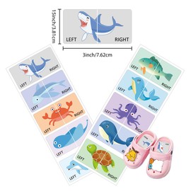 Remerabel 30Set Kids Shoe Labels Cute Right Left Sole Animal Children Boys Girls Shoes Stickers for Children's Day Birthday Baby Party Gift Early Learning Decals