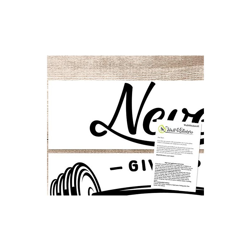 Never Give Up Barbell Wall Sticker Home Gym Motivation Workout