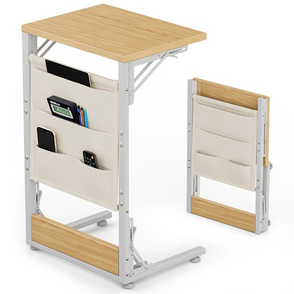Folding TV Tray Table, 28.8" Tall C-Shaped Side Table for