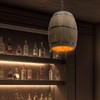 Antique Wood Wine Barrel Pendant Light, Small Hanging Rustic, Unique