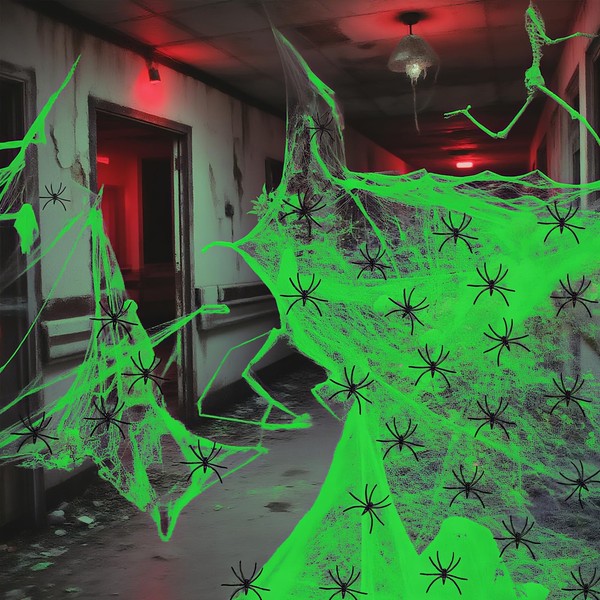 Yxelydriail 240 Sqft Halloween Glow in The Dark Spider Web